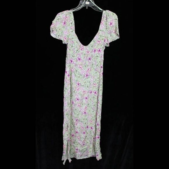 ZARA NWT SS22 WOMAN MULTICOLORED FLORAL PRINT MIDI DRESS CUT OUT size Small. - Picture 4 of 15